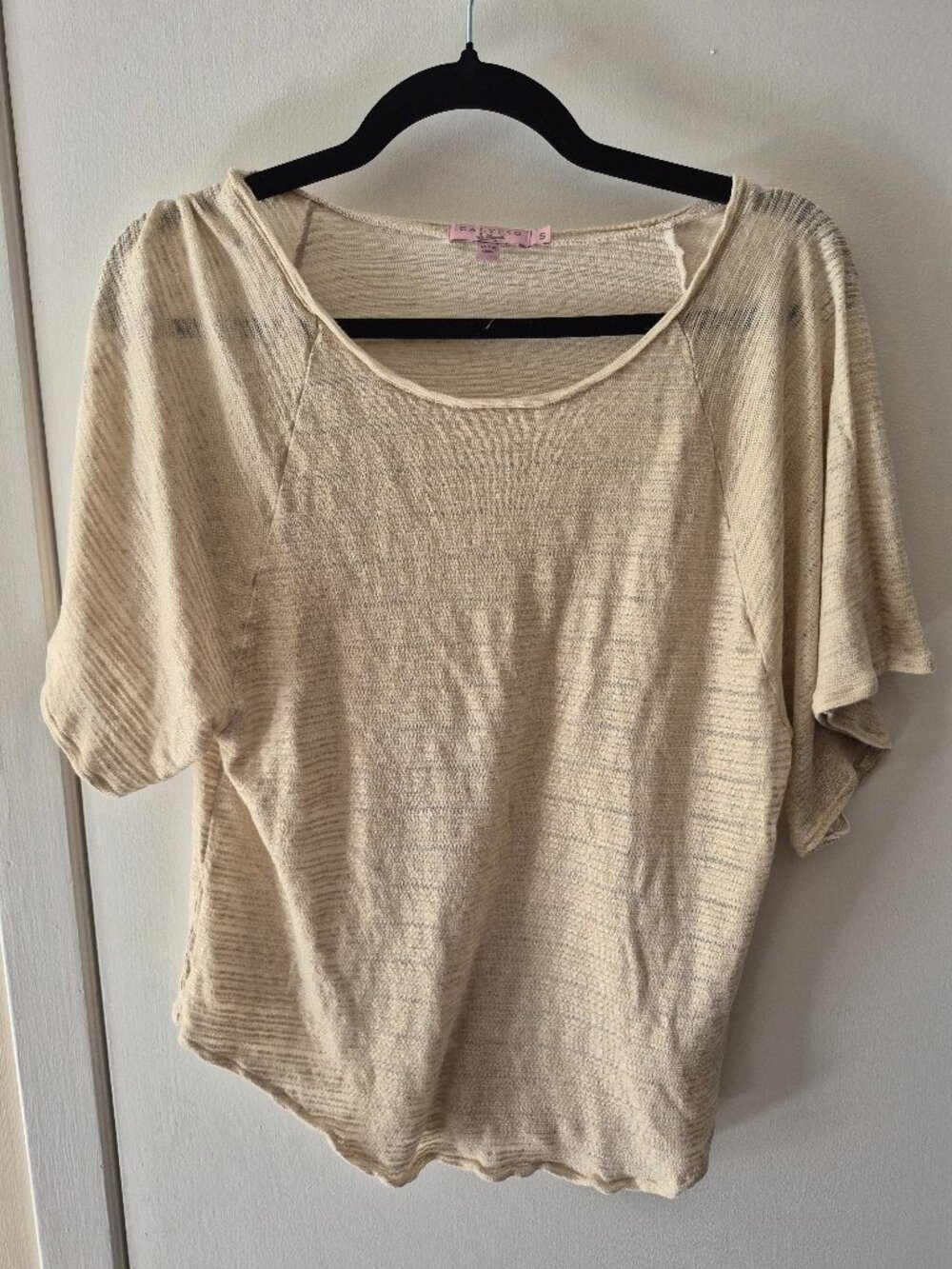 Calypso St. Barth Cream Metallic Sheer Knit Top S